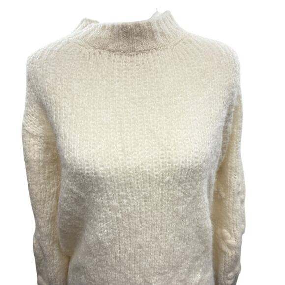 Kensington Prairie Farm Alpaca Pullover Mock Neck Bell Sleeve sweater Size Small - Picture 2 of 10